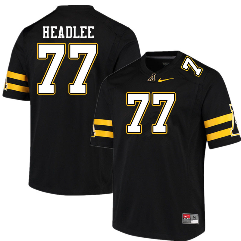 Men #77 Josh Headlee Appalachian State Mountaineers College Football Jerseys Sale-Black